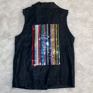 Sunset + Spring Oversized Black Faux Leather Moto Vest motorcycle vest